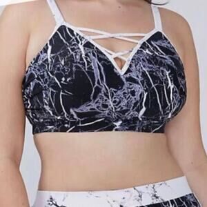 Cacique Marbled Wire Free Full Coverage Strappy Swim Bikini Top Size 24